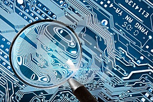 Fee Computer - computer security system and a magnifying glass