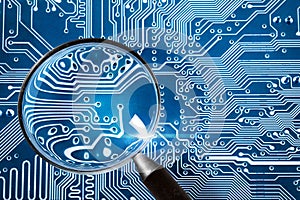 Fee Computer - computer security system and a magnifying glass