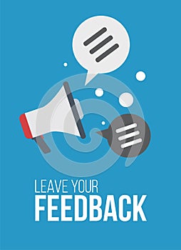 FeedBack banner with megaphone text bubble flat minimalism poster Vector Illustration