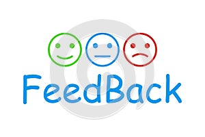 Feedback concept design, emotions scale background and banner. Emotion rating feedback opinion positive or negative. Vector