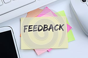 Feedback contact customer service opinion survey business concept review desk