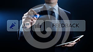 Feedback Customer satisfaction review testimonials service business concept.