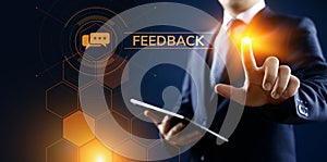 Feedback Customer satisfaction review testimonials service business concept.