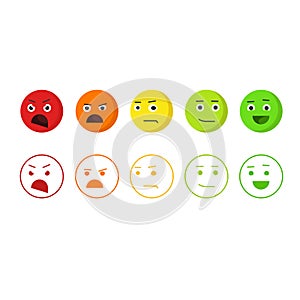 Feedback emoticons vector icons, concept of satisfaction rating emoji
