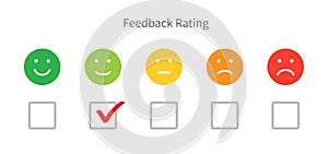 Feedback emotion scale. Customer satisfaction rating. check mark rating. Vector illustration