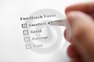 Feedback form checked with excellent