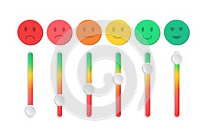 Feedback in form of emotions. Sliders. Rating satisfaction. Various emotions