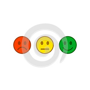 Feedback in form of emotions, smileys, emoji vector concept. Rank, level of satisfaction rating. User experience. Review of