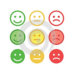 Feedback happy, angry face vector set