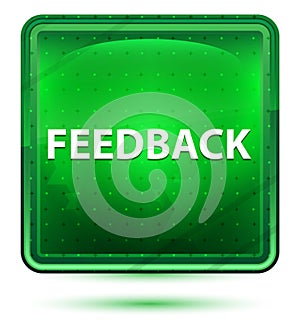 Feedback Neon Light Green Square Button