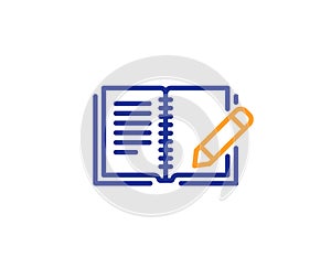 Feedback line icon. Book with pencil sign. Vector