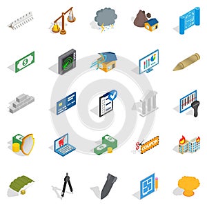 Feedback loop icons set, isometric style