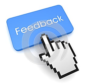feedback push button concept 3d illustration