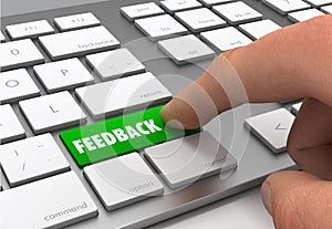 feedback push button concept 3d illustration