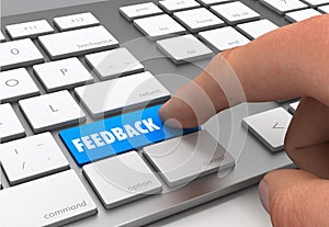 feedback push button concept 3d illustration