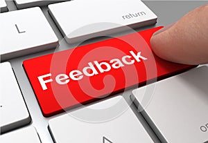 feedback push button concept 3d illustration