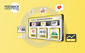 Feedback or rating concept. Feedback customer review page on smartphone