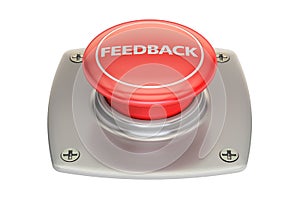 Feedback Red button, 3D rendering