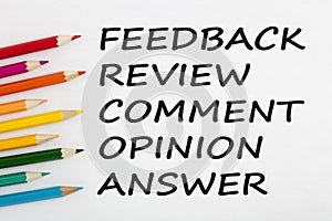 Feedback review comment opinion answer concept words