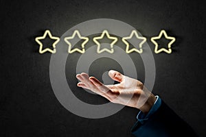 Feedback, review and rating concepts with five stars