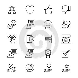 Feedback and review thin icons