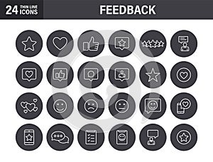 Feedback and Review web icons in line style. Star Rating, Emotion symbols. Vector illustration