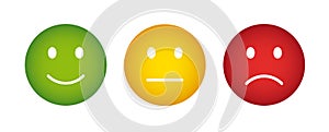 Feedback Smiley Buttons poor average good traffic light colors