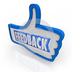 Feedback Word Blue Thumb Up Positive Comments photo
