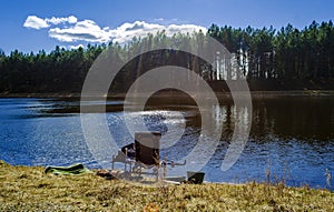 feeder fishing spot on the lake