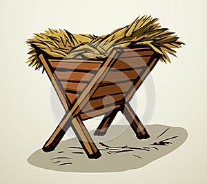 Feeder for livestock. Vector drawing