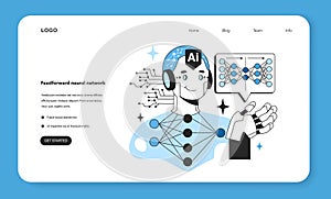 Feedforward artificial neural network web banner or landing page