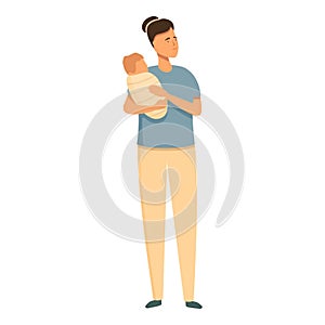 Feeding baby icon cartoon vector. Mother character awake photo