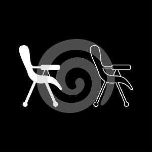 Feeding chair icon outline set white color vector illustration flat style image