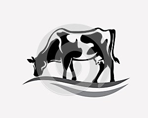 Feeding cow stylized vector photo