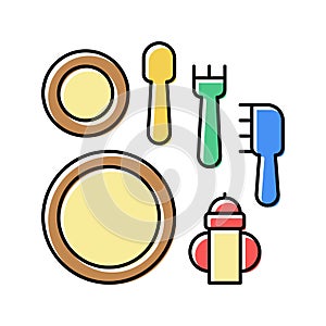 feeding play set color icon vector illustration