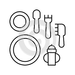 feeding play set line icon vector illustration