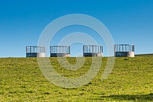 Feeding and water troughs in the countryside