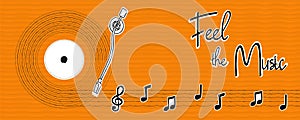 Feel the music hand drawn musical note banner