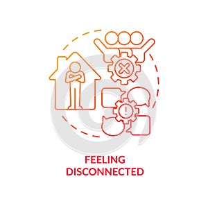 Feeling disconnected red gradient concept icon