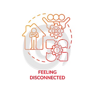 Feeling disconnected red gradient concept icon photo