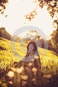 Feeling freedom. Woman in nature.