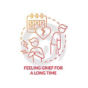 Feeling grief for long time red gradient concept icon