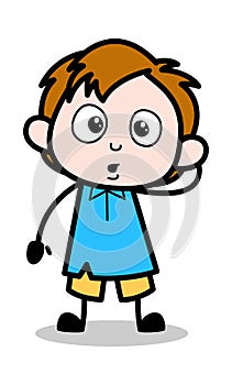Feeling Guilty - School Boy Cartoon Character Vector Illustration
