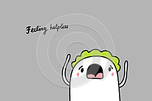 Feeling helpless hand drawn vector illustation in cartoon comic style man crying shaking