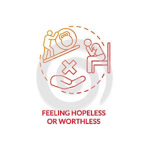 Feeling hopeless and worthless concept icon