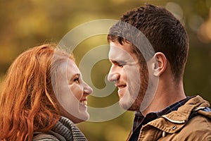 Feeling the love. a happy young couple getting lost in each others presence.