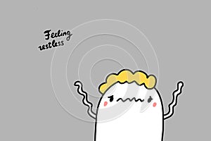 Feeling restless anxiety hand drawn vector illustration with cartoon comic man shaking