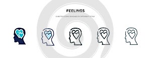Feelings icon in different style vector illustration. two colored and black feelings vector icons designed in filled, outline,