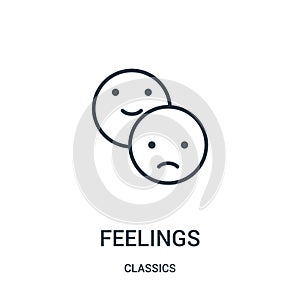 feelings icon vector from classics collection. Thin line feelings outline icon vector illustration. Linear symbol