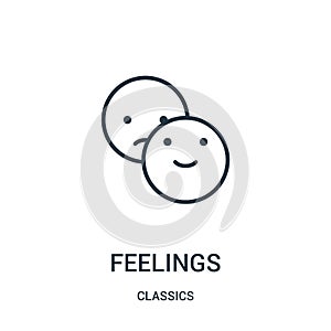 feelings icon vector from classics collection. Thin line feelings outline icon vector illustration. Linear symbol